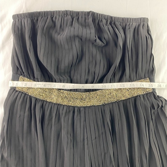 F21 black pleated beaded belt strapless wide leg jumpsuit, L - Picture 8 of 13